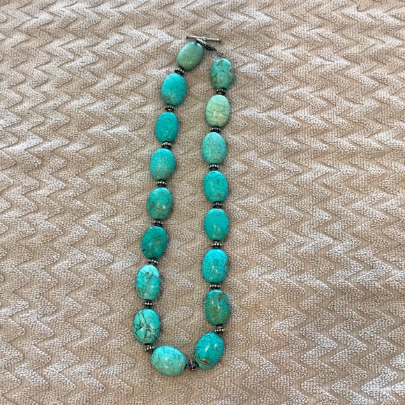 Jewelry - Turquoise necklace with sterling silver spacers.